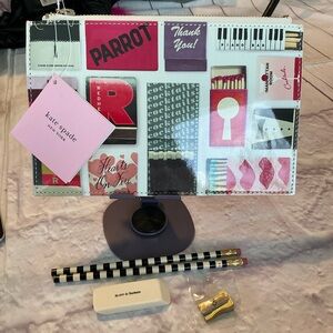 Kate Spade Strike A Match Multicolor Graphic Pencil Pouch Clutch